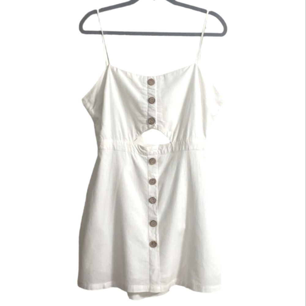 Cotton Candy LA White Spaghetti Strap Cut Out Tie Back Mini Dress Size L